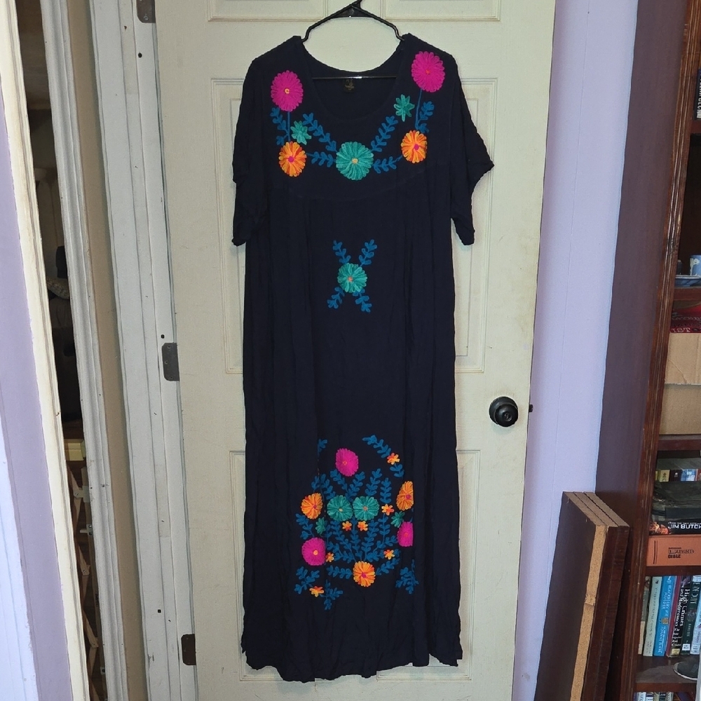 Rivieras Black and Blue Embellished Maxi Sundress